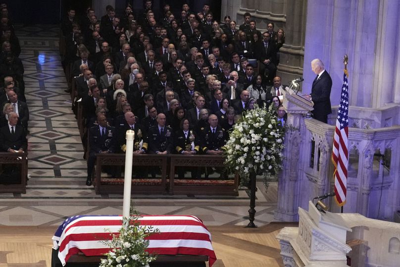 us president joe biden delivers eulogy at late president jimmy carters state funeral in LsLNZRXE