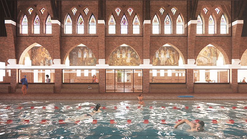 Dutch architecture studios design a church-turned-pool, where you can walk on water 2 dutch architecture studios design a church turned pool where you can walk on water 1
