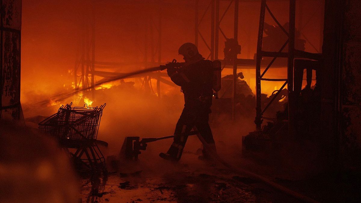 multiple people injured as russian drone attack sets off large fires in kyiv mDJVKFTk
